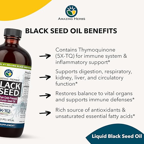 AMAZING HERBS PREMIUM BLACK SEED OIL 16OZ