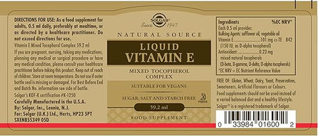 Solgar Liquid Vitamin E (with dropper) 2 ozliquid