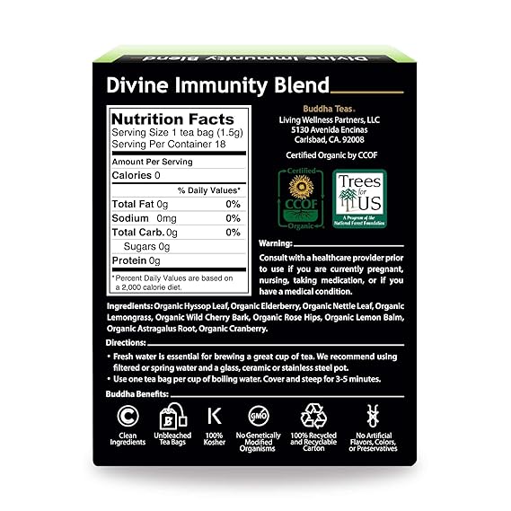 BUDDHA TEAS Organic Divine Immunity Blend Tea 18 BAG