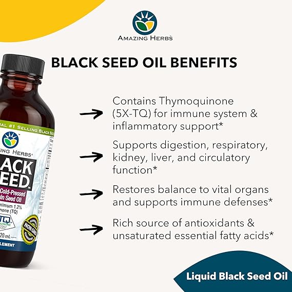 AMAZING HERBS PREMIUM BLACK SEED OIL 4OZ