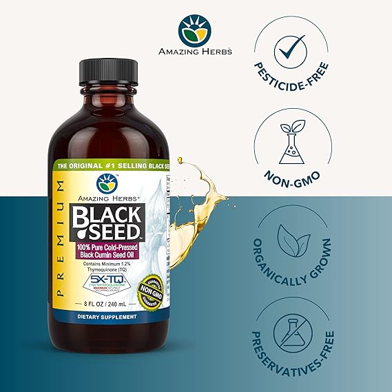 AMAZING HERBS PREMIUM BLACK SEED OIL 8OZ