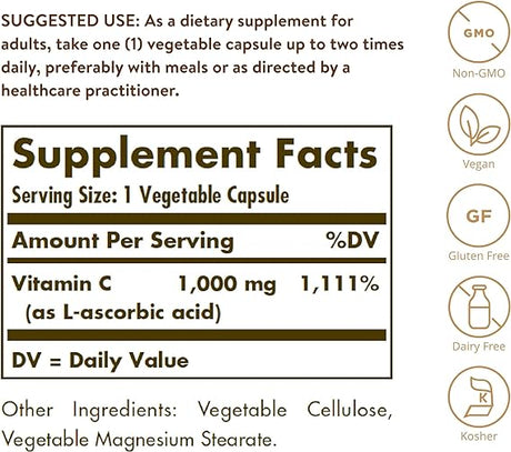 Solgar Vitamin C 1000 mg Vegetable Capsules 100V cap