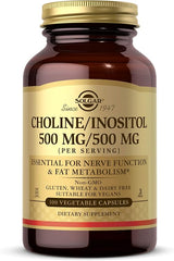 Solgar Choline/Inositol 500 mg/500 mg Vegetable Capsules 100V cap