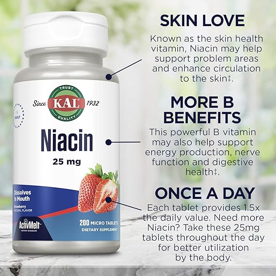 Kal Niacin Strawberry 200CT 25MG Tablet