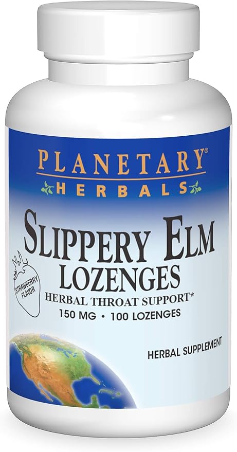 PLANETARY HERBALS SLIPPERY ELM LOZENGES STRAWBERRY FLAVOR 150 MG 100 LOZ.