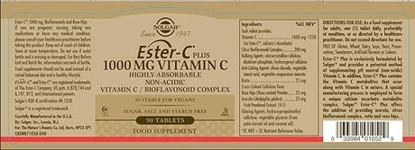 Solgar Ester-C® Plus 1000 mg Vitamin C Tablets (Ester-C® Ascorbate Complex) (CALIFORNIA ACCOUNTS ONLY) 90tablet