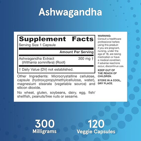 Ashwagandha 300 mg 120 Veggie Capsules