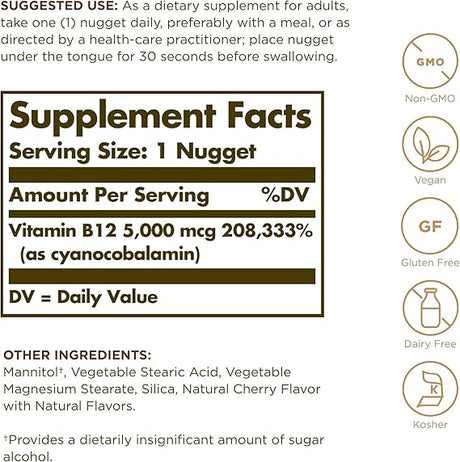 Solgar Vitamin B12 5000 mcg Nuggets 30tablet