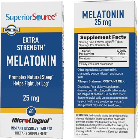 Melatonin Extra Strength 25 mg 60 Microlingual Tablets