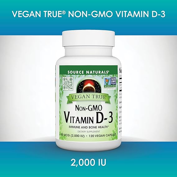 Source Naturals Vegan True NON-GMO Vitamin D-3 50 mcg (2,000 IU)