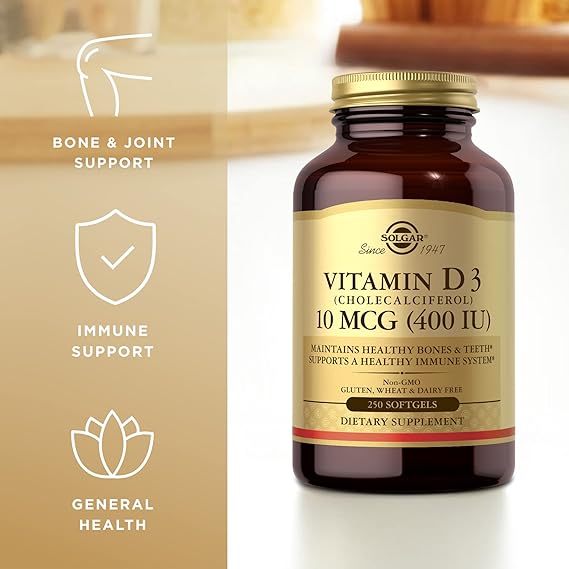 Solgar Vitamin D3 (Cholecalciferol) 10 mcg (400 IU) Softgels 250softgel