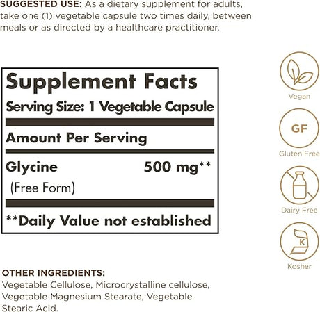 Solgar Glycine 500 mg Vegetable Capsules 100V cap