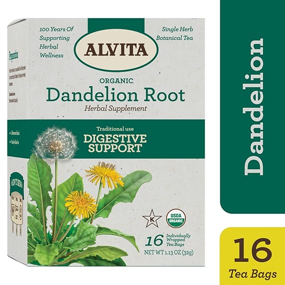 ALVITA TEAS Dandelion Root Herbal Tea Supplement 16 BAG