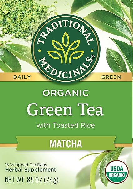 TRADITIONAL MEDICINALS TEAS Organic Green Tea Matcha with Toasted Rice 16 BAG