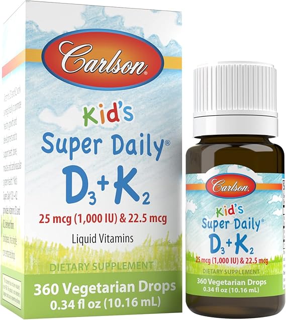 Carlson Kids Super Daily D3+K2 (25mcg (1,000 IU) & 22.5 mcg)