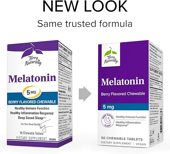 Terry Naturally Melatonin 5mg 50 Berry Chewable Tablets