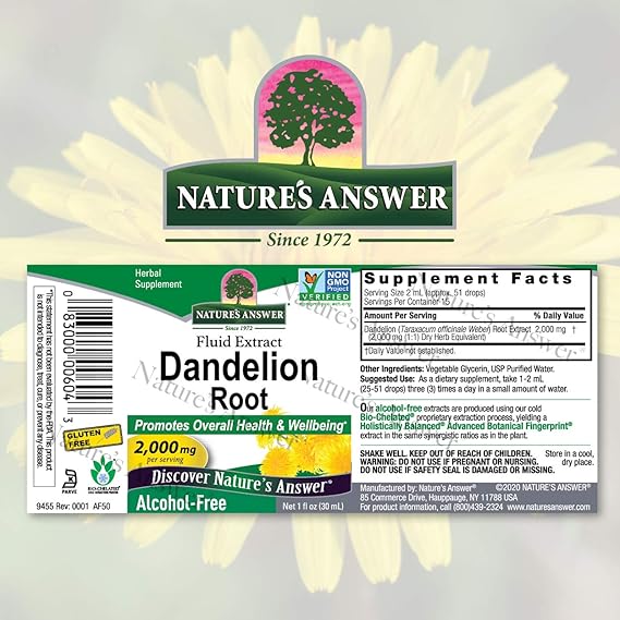 NATURE'S ANSWER ALC FREE DANDELION 1OZ