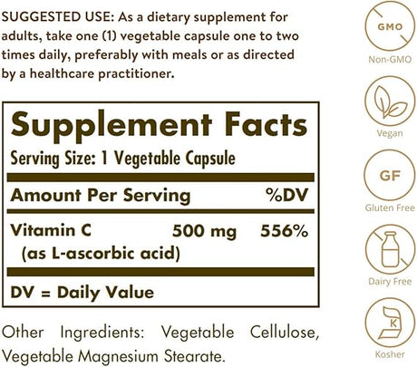 Solgar Vitamin C 500 mg Vegetable Capsules 100V cap