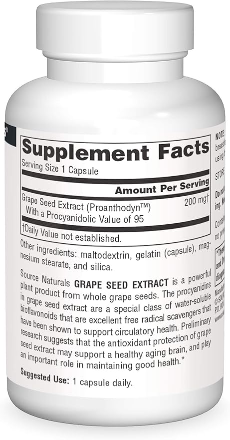 SOURCE NATURALS GRAPE SEED EXT 200MG CAP 60C