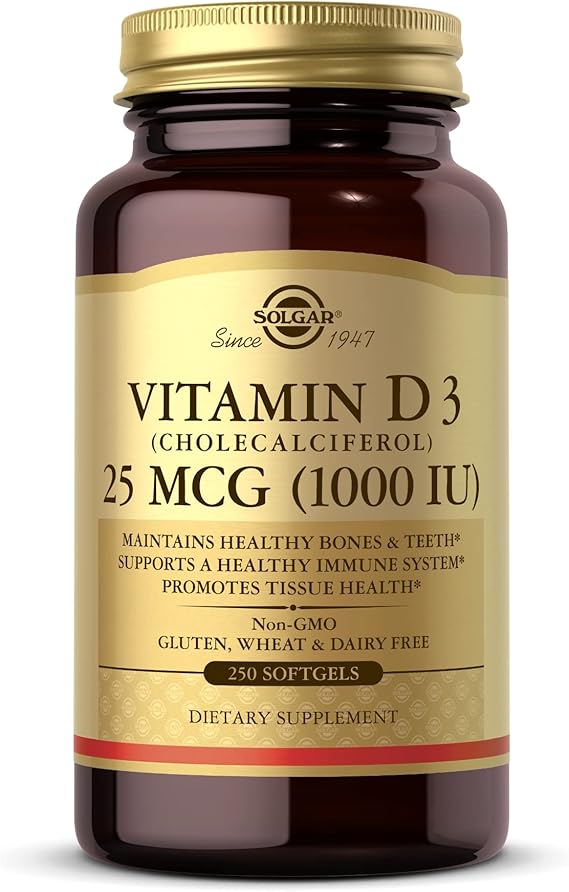 Solgar Vitamin D3 (Cholecalciferol) 25 mcg (1000 IU) Softgels 250softgel