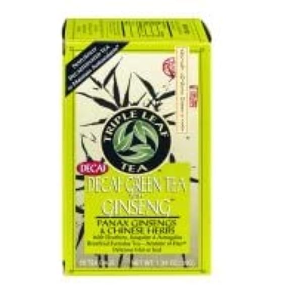 TRIPLE LEAF TEA Decaf Green Tea with Ginseng & Chinese Herbs 20 BAG