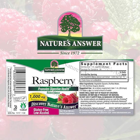 NATURE'S ANSWER ALC FREE RED RASPBERRY LEAF 1OZ