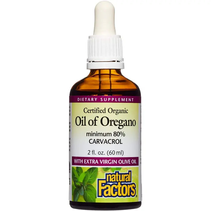 Natural Factors OIL OF OREGANO 30 MG 80% CARVACROL CERTIFIED ORGANIC 2/FLOZ