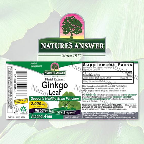 NATURE'S ANSWER ALC FREE GINKGO 1OZ