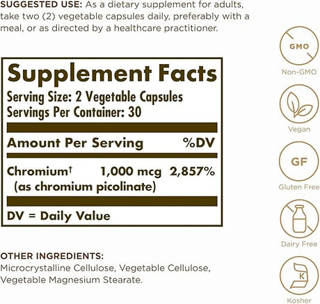 Solgar Chromium Picolinate 500 mcg Vegetable Capsules 60V cap