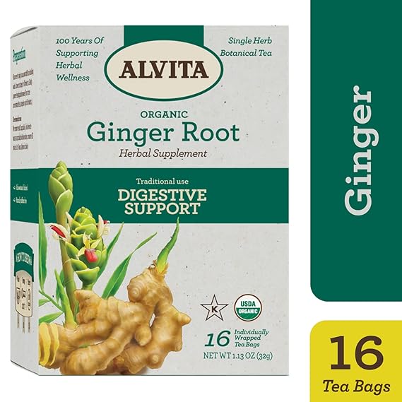 ALVITA TEAS Ginger Root Herbal Tea Supplement 16 BAG