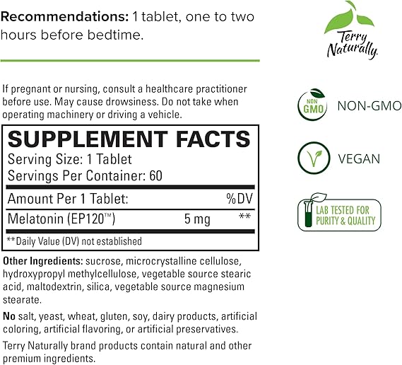 Melatonin EP120 Sustained Release 5 mg 60 Tablets