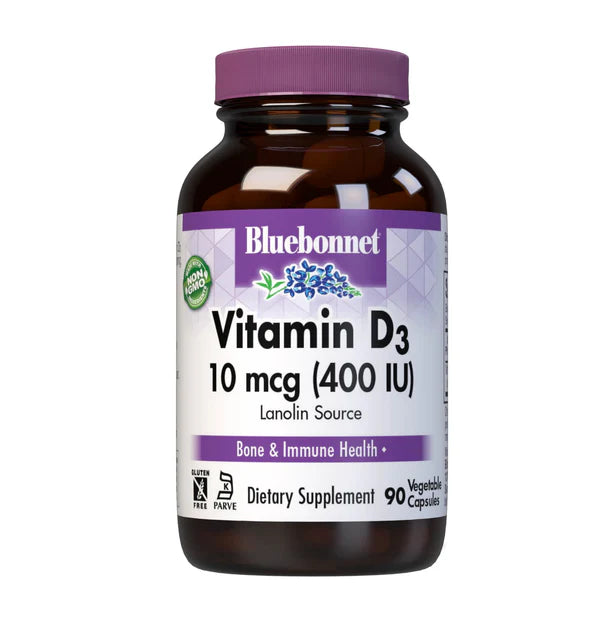 Bluebonnet Vitamin D3 10 mcg (400 IU) Lanolin Source