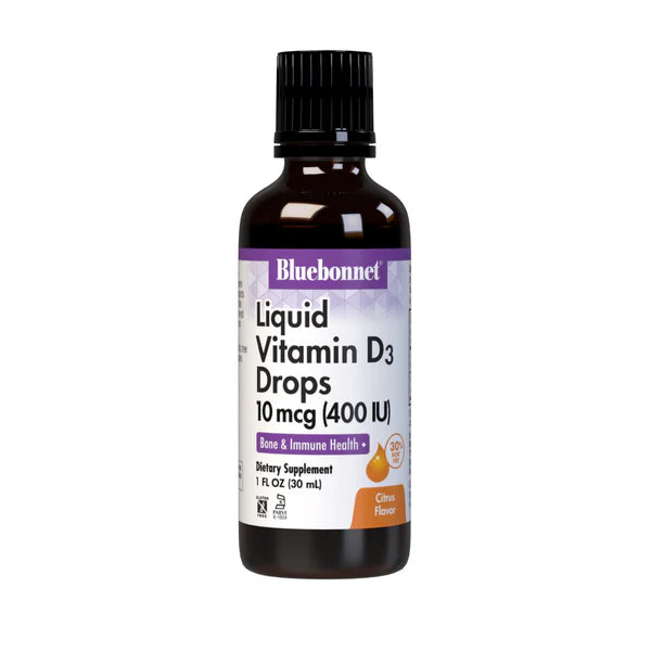 Bluebonnet Liquid Vitamin D3 Drops 10 mcg (400 IU) Citrus Flavor