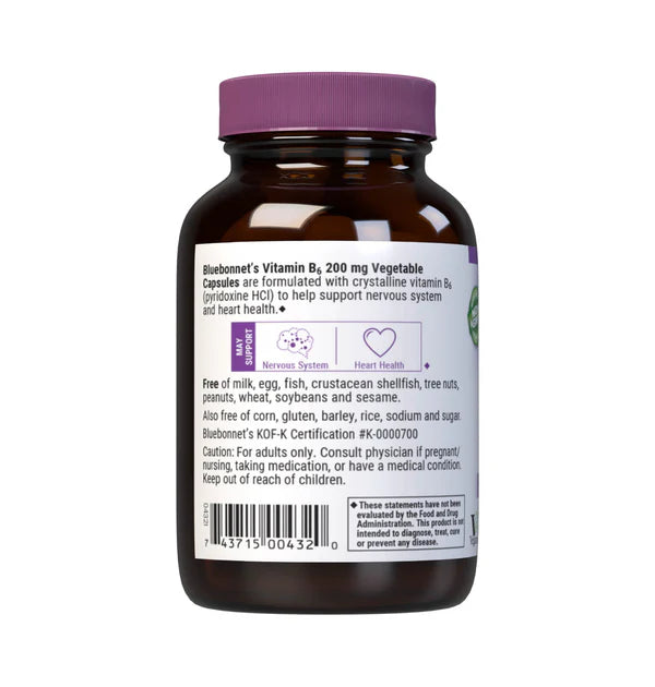 Bluebonnet Vitamin B6 200 mg