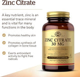 Solgar Zinc Citrate 30 mg Vegetable Capsules 100V cap