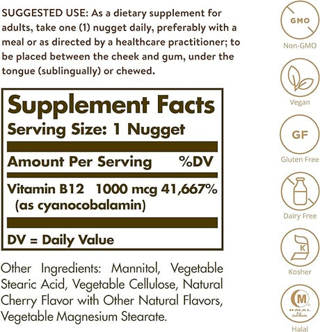 Solgar Vitamin B12 1000 mcg Nuggets 250tablet