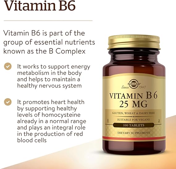 Solgar Vitamin B6 25 mg Tablets 100tablet