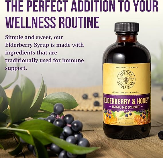 Honey Gardens Immune Syrup Elderberry & Honey 8floz