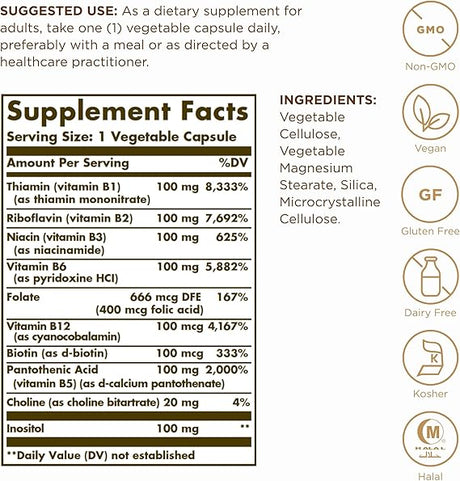 Solgar B-Complex "100" Vegetable Capsules 50V cap