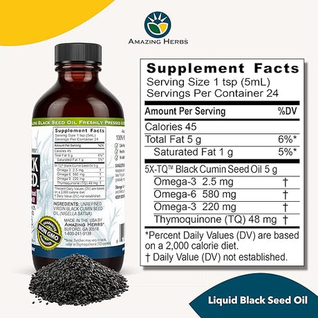 AMAZING HERBS PREMIUM BLACK SEED OIL 4OZ