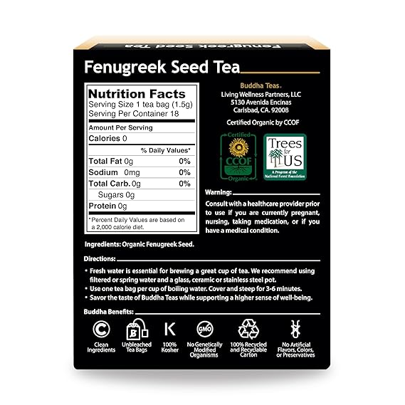 BUDDHA TEAS Organic Fenugreek Tea 18 BAG