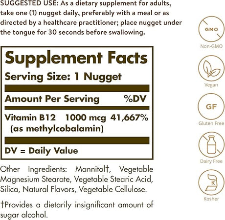 Solgar Methylcobalamin (Vitamin B12) 1000 mcg Nuggets 60tablet