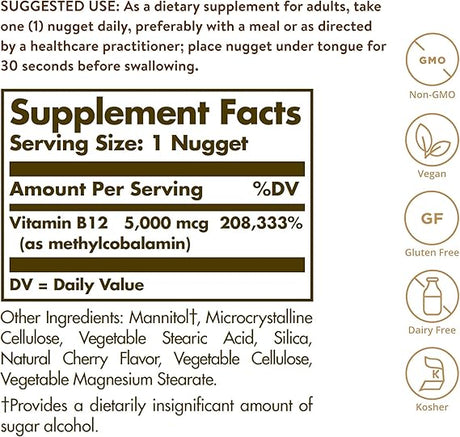 Solgar Methylcobalamin (Vitamin B12) 5000 mcg Nuggets 60tablet