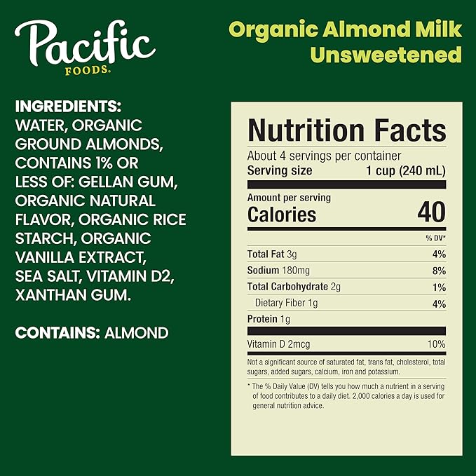 PACIFIC FOODS Almond, Original, Unsweetened 32 OZ