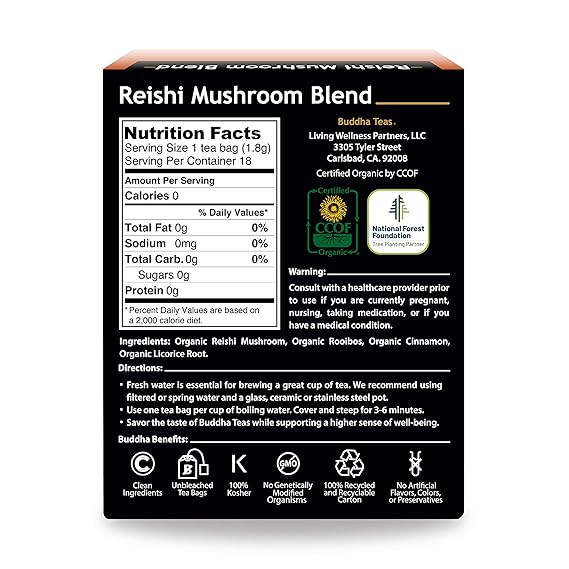 BUDDHA TEAS Organic Reishi Mushroom Blend 18 BAG