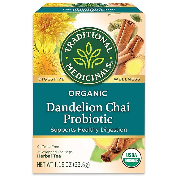 TRADITIONAL MEDICINALS TEAS Organic Tea Dandelion Chai Probiotic 16 BAG