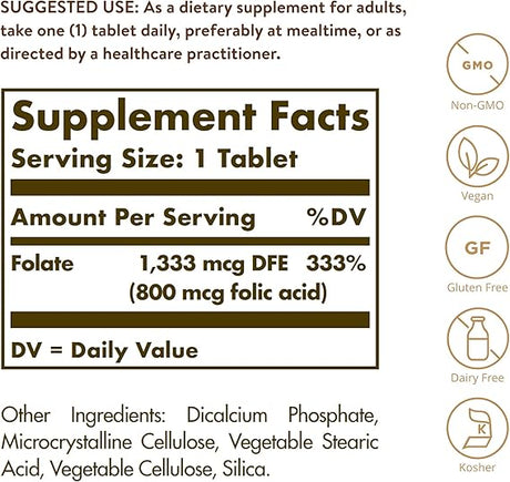 Solgar Folate 1,333 MCG DFE (800 MCG Folic Acid)