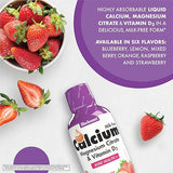 Bluebonnet Liquid Calcium Magnesium Citrate & Vitamin D Strawberry Flavor Milk Free 16 fl oz