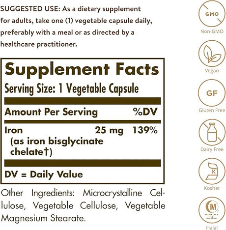 Solgar Gentle Iron® Vegetable Capsules 180V cap