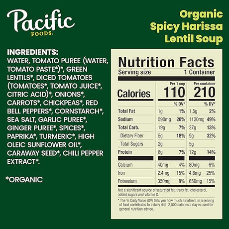 PACIFIC FOODS Lentil Picy Harissa 16.3 OZ